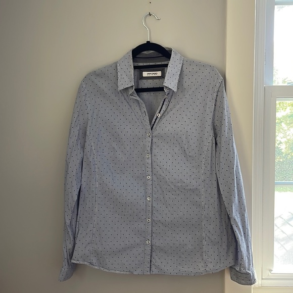 Gerry Webber button down blue stripe and polka dot shirt size Xl - Picture 1 of 4